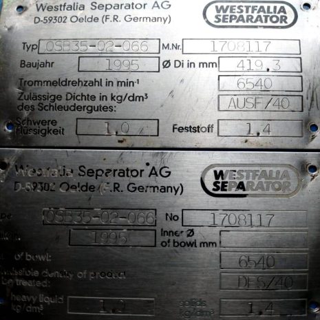 WESTFALIA OSB 35-02-066 OIL PURIFIER, SS. - SeparatorWorks